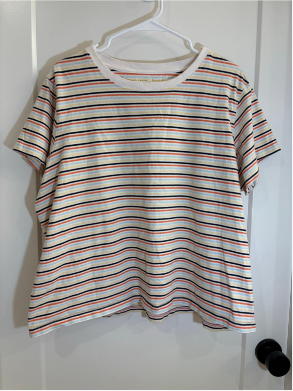 L.L. Bean Multi-Stripe 100% Cotton Short Sleeve Tee Plus Size 2X EUC